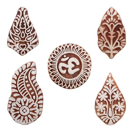 Set of 5 Piece New Mix Wooden Printing Blocks